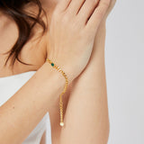 Gold Plated Brass Emerald Color CZ Bracelet, Tank Chain Bracelet, Fashion Jewelry AL547