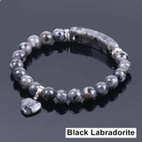 Amethyst Labradorite Gemstone Beads Love Pendant Bracelet AL115