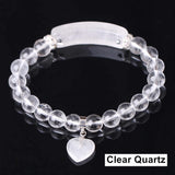 Amethyst Labradorite Gemstone Beads Love Pendant Bracelet AL115
