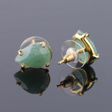 Multi Kind Stones Gold Plated Drop Prong Set Stud Earrings AL117