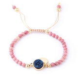 Natural Stone 4mm Beads Adjustable Woven Bracelet AL118