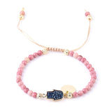 Natural Stone 4mm Beads Adjustable Woven Bracelet AL118