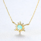 16" 925 Sterling Silver Opal Sun Star Necklace, Fashion Jewelry AL561