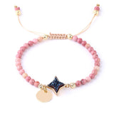 Natural Stone 4mm Beads Adjustable Woven Bracelet AL118