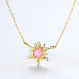 16" 925 Sterling Silver Opal Sun Star Necklace, Fashion Jewelry AL561