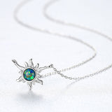 16" 925 Sterling Silver Opal Sun Star Necklace, Fashion Jewelry AL561