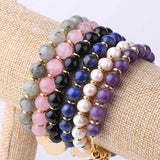 Heart Shape Druzy Natural Stone Beaded Bracelet AL119