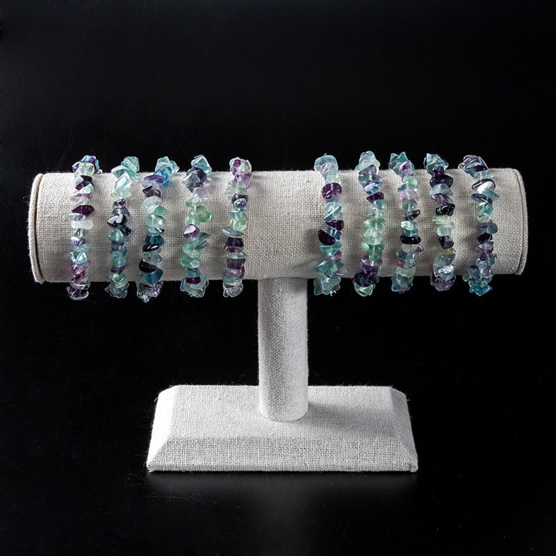 Natural gemstone chips beaded bracelet rainbow flourite jewelry