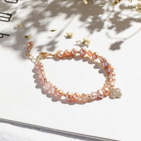 Pink Natural Freshwater Pearl Bracelet AL313