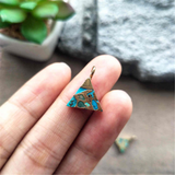 Triangle Gold Tiny Turquoise Charm Necklace ED001