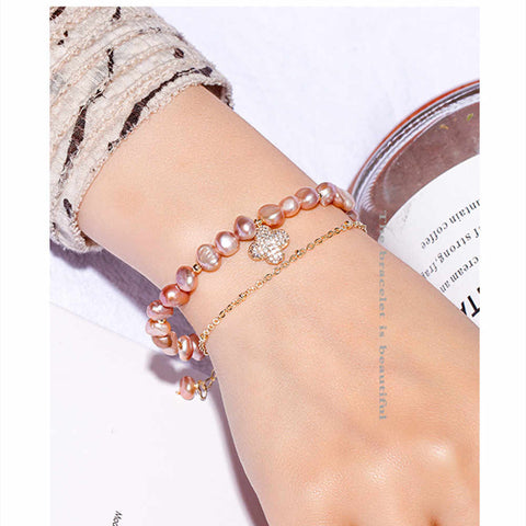 Pink Natural Freshwater Pearl Bracelet AL313
