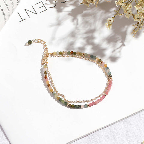 Natural Tourmaline 2 layers Tiny Bead Bracelet AL314