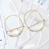 Gold Glass Semicircle Crystal Earrings AL429