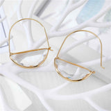 Gold Glass Semicircle Crystal Earrings AL429