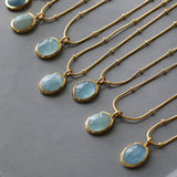 Aquamarine 18K Gold Gemstone Necklace  AL075