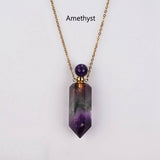 19" Hexagon Point Gold Multi-kind Stone Perfume Bottle Necklace WX2090