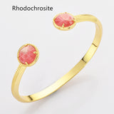 Gold Claw Round Faceted Rainbow Gemstone Bangle Bracelet , Healing Birthstone Cuff Jewelry ZG0495