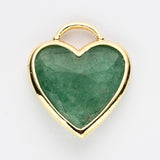 Gold Plated Heart Multi Natural Gemstone Pendants, Faceted Crystal Quartz Pendant WX2179