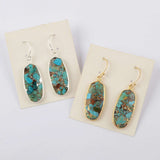 Gold Plated Bezel Copper Turquoise Earrings For Women Fashion Turquoise Jewelry G1924
