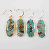 Gold Plated Bezel Copper Turquoise Earrings For Women Fashion Turquoise Jewelry G1924