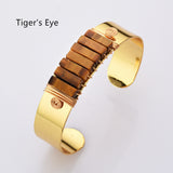Gold Plated Brass Wire Wrap Gemstone Bangle Bracelet, Crystal Stone Cuff WX2197