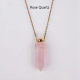 19" Hexagon Point Gold Multi-kind Stone Perfume Bottle Necklace WX2090