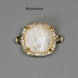 5 pcs Square Gold Plated Claw Gemstone Faceted CZ Micro Pave Connector briolette crystal stone charms WX2092