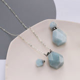 Silver Natural Stone Healing Perfume Bottle Connector Necklace S2068