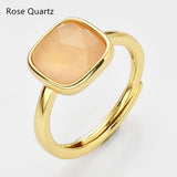Gold Square Gemstone Ring, Adjustable Ring, Fashion Jewelry WX2208