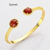 Gold Claw Round Faceted Rainbow Gemstone Bangle Bracelet , Healing Birthstone Cuff Jewelry ZG0495