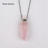 19" Hexagon Point Silver Multi-kind Stone Perfume Bottle Necklace Gemstone bottle necklace WX2091