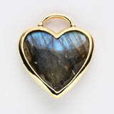 Gold Plated Heart Multi Natural Gemstone Pendants, Faceted Crystal Quartz Pendant WX2179