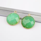 Gold Plated Round Austrlian Jade Faceted Charm G1971