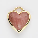 Gold Plated Heart Multi Natural Gemstone Pendants, Faceted Crystal Quartz Pendant WX2179