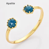 Gold Plated Hexagon Rainbow Gemstone Faceted Claw Bangle, Healing Birthstone Cuff Bracelet Jewelry ZG0496