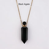 19" Hexagon Point Gold Multi-kind Stone Perfume Bottle Necklace WX2090
