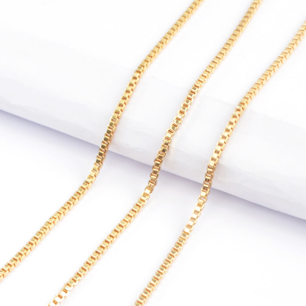 Gold Plated 2mm Thin Box Chain Necklace PJ268-G