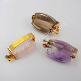 Natural Multi-kind Stones Perfume Bottle Pendant Gold Plated WX1302