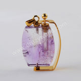 Natural Multi-kind Stones Perfume Bottle Pendant Gold Plated WX1302