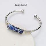 Silver Wire Wrap Gemstone Beads Bracelets WX2205