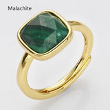 Gold Square Gemstone Ring, Adjustable Ring, Fashion Jewelry WX2208