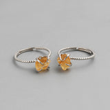 S925 Sterling Silver Claw Rainbow Raw Gemstone Ring, Healing Crystal Stone Ring, Adjustable SS204