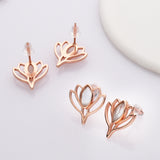 Rose Gold Marquise Moonstone Crystal Lotus Flower Stud Earrings S925 Sterling Silver Studs, Healing Jewelry Earrings SS219RR