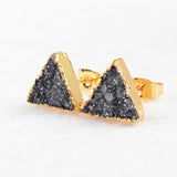Colorful Natural Agate Dyed Druzy Stud Earrings, Gemstone Earrings, Drusy Crystsal Post Earring, Gold Plated G0432
