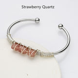 Silver Wire Wrap Gemstone Beads Bracelets WX2205