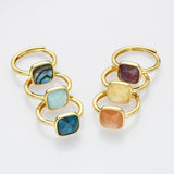 Gold Square Gemstone Ring, Adjustable Ring, Fashion Jewelry WX2208
