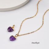 18" Gold Plated Rainbow Gemstone Heart Faceted Pendant Necklace G2073-N