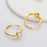 S925 Sterling Silver - Gold Oval Faceted Gemstone CZ Ring, Healing Crystal Jewelry SS207RG
