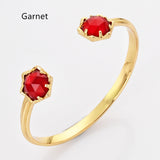 Gold Plated Hexagon Rainbow Gemstone Faceted Claw Bangle, Healing Birthstone Cuff Bracelet Jewelry ZG0496