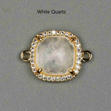5 pcs Square Gold Plated Claw Gemstone Faceted CZ Micro Pave Connector briolette crystal stone charms WX2092